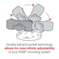 RAM-montering Dubbelarmsuttag 2,0 tum 1 tum (B) Kula (RAM-B-201U-A)