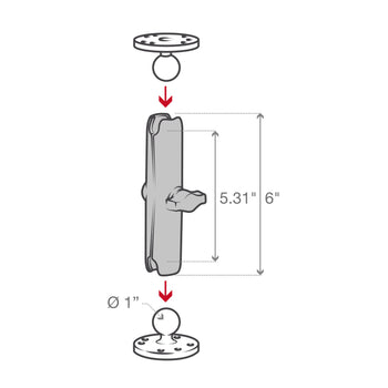 RAM® Double Socket Arm - B Size Long (RAM-B-201U-C)