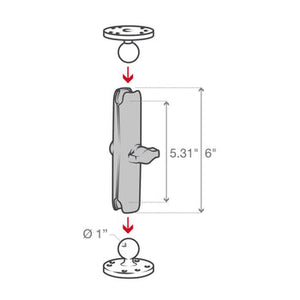 RAM® Double Socket Arm - B Size Long (RAM-B-201U-C)