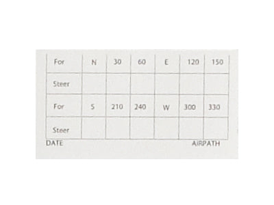 Airpath Spare Compass Deviation Card C23-807