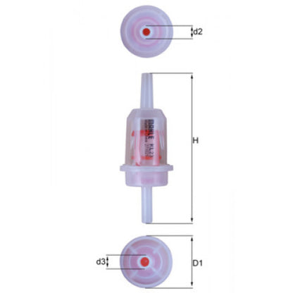 In-line fuel filter. MAHLE KL23, 8mm connection