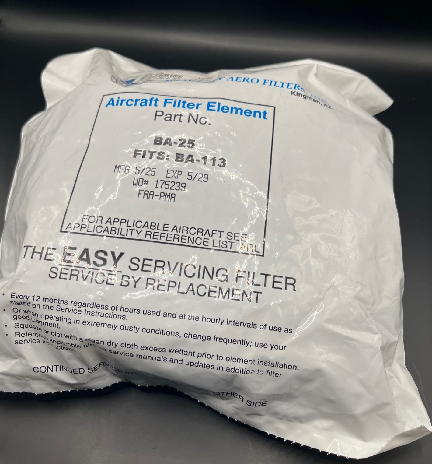 Filterelement för flygmotor, BA-25 passar BA-113