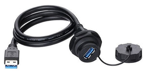 Panel Mount USB Connector w/ Waterproof Cap