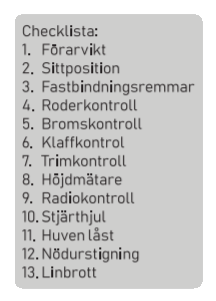 Checklista segelflyg