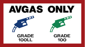 AVGAS ONLY FUEL PLACARD