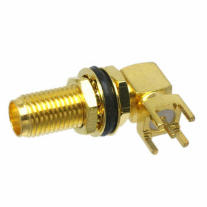 SMA female Solder PCB mount angled